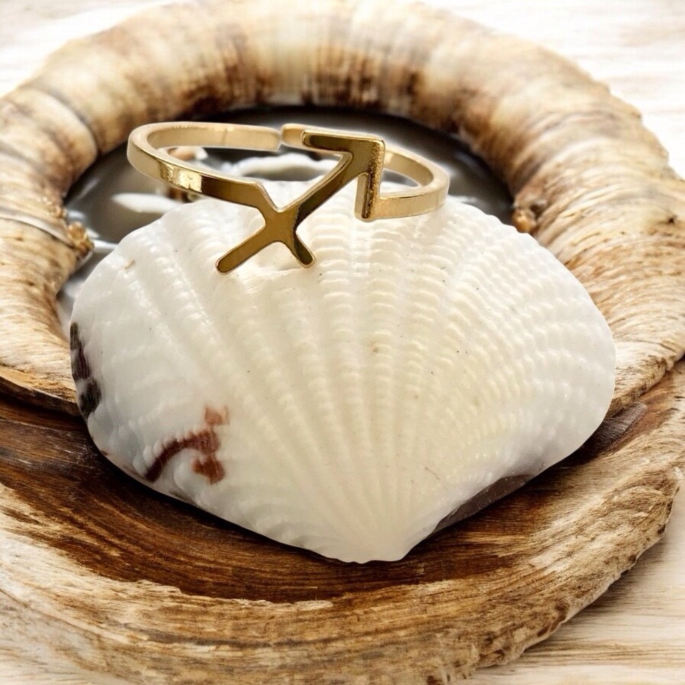 🆕 Sagittarius Gold Plated Zodiac Ring Gold Plating over Stainless Steel